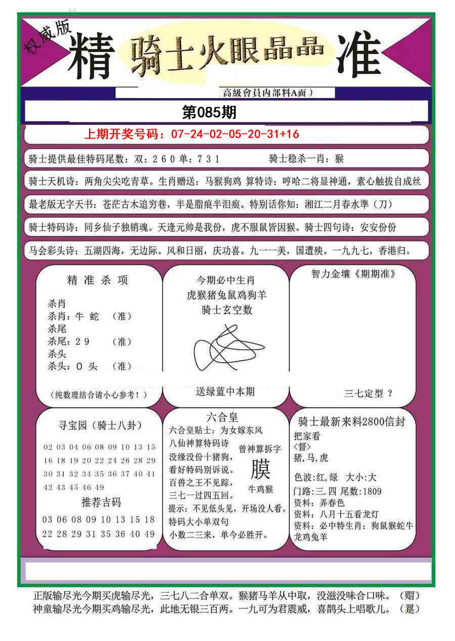 085期骑士火眼晶晶（正）[图]